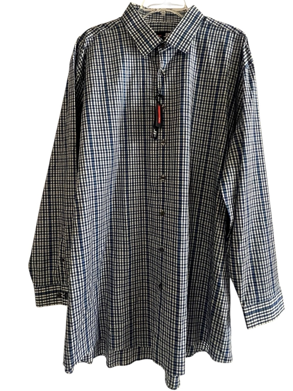 NWT J. Ferrar Slim Stretch Long Sleeve Shirt Blue Gingham XXL NEW